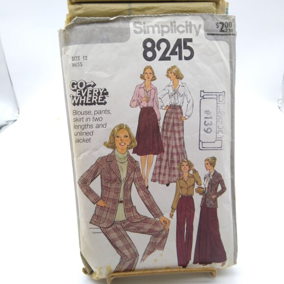 Vintage Sewing PATTERN Simplicity 8245, Go Everywhere 1977 Blouse Pants Skirt - Picture 1 of 2